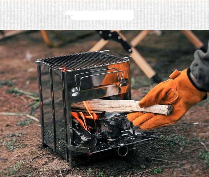 Wood Burning Camp Stove Camping Stove Folding Camp Mini Stove Rocket Stove Folding Stove Portable Backpacking Stainless Steel Light Folding Stove for Outdoor Tent Camping Picnic BBQ