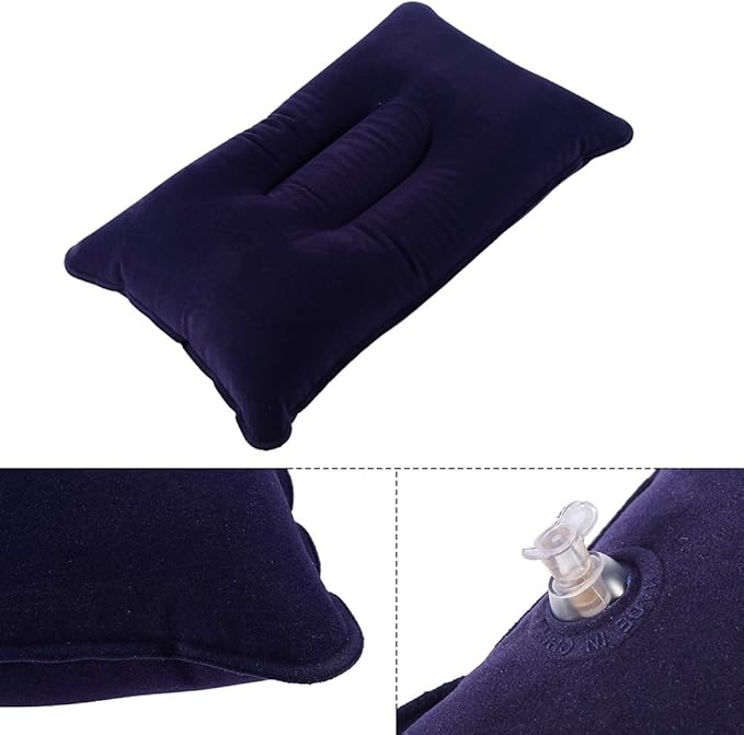 Dioche Portable Air Inflation Pillow, Soft PVC Pillow for Outdoor Travel Camping Hiking Sleeping