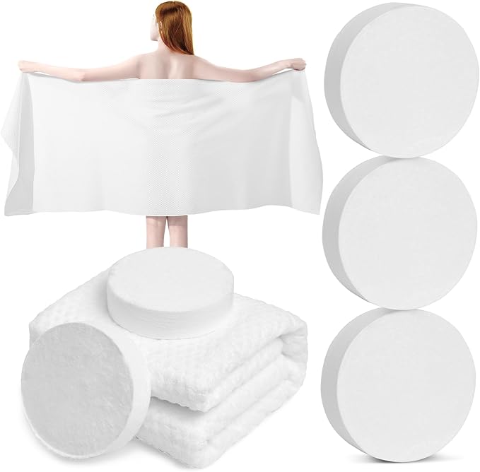 MCPINKY 3PCS Compressed Bath Towels, Portable Towels 63" x 28" Cotton Bath Towels Coin Tissues Compressed Travel Towels for Camping Hiking