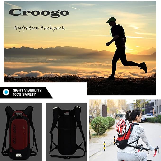 Croogo Hydration Packs,Hydration Backpack with 2L Hydration Bladder,Bicycle Daypack Waterproof Breathable Bag for Climbing