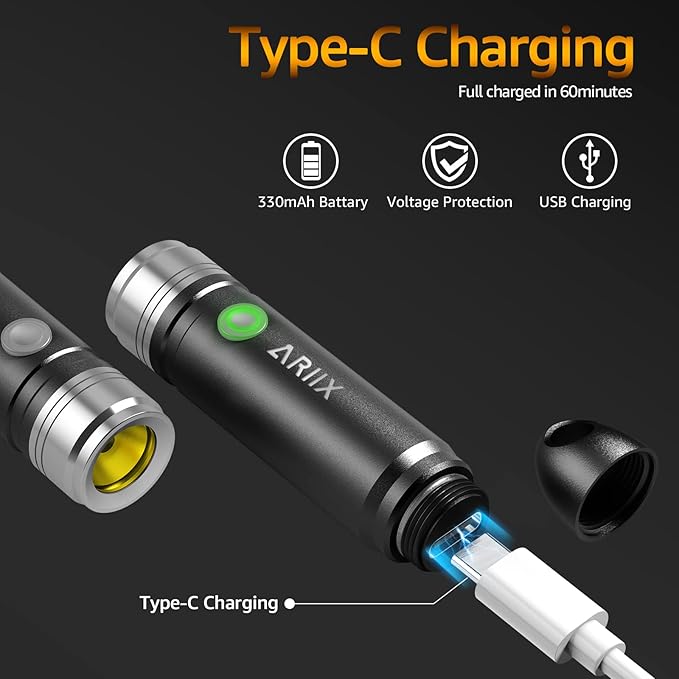 ARIIX Super Bright Outdoor EDC Mini Keychain Led Flashlight High 650 Lumens,Waterproof Rechargable Small Torch for Camping and Emergency,Best Gifts for You