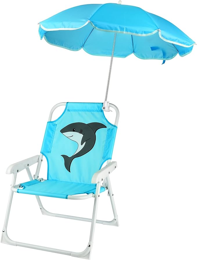 PLULON Kids Beach Chair with Umbrella Folding Lawn and Camping Chair with Summer Shade Children's Beach Chair for Beach Pool Travel Outdoor(for 1-5 Years Old)