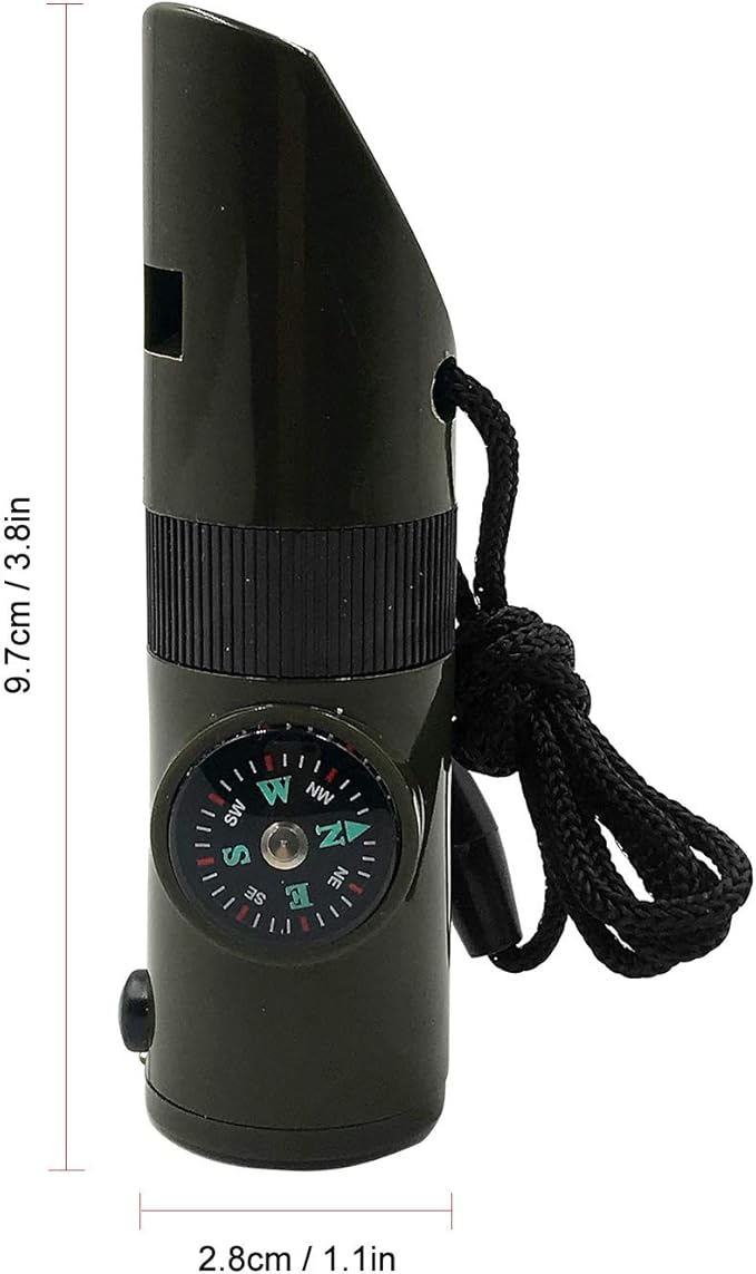2 Pack Emergency Survival Whistle, 3-in-1 Emergency Whistles with Compass and Thermometer, Loud Safety Whistle with Lanyard for Outdoor Hiking