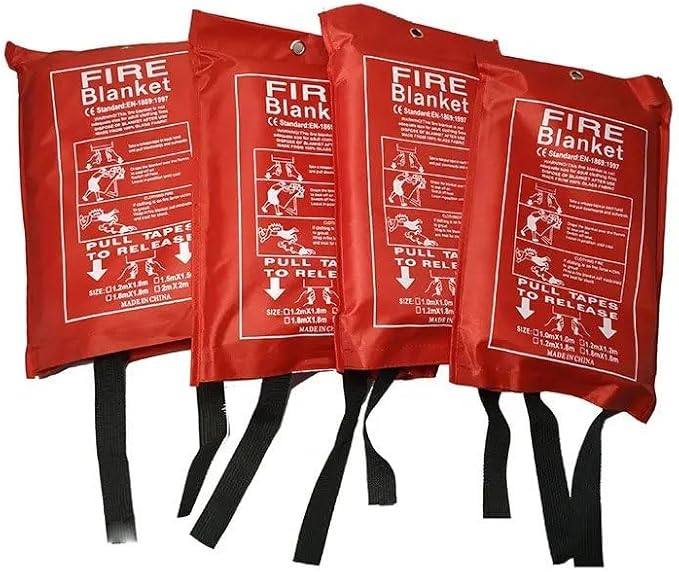 Emergency Fire Blanket for Home and Kitchen (4 Pack) Fire Extinguishers for the House, Deluxe Fire Blankets Emergency for Home Fireproof Blanket Fire Retardant Blankets Fire Spray Emergency Blankets