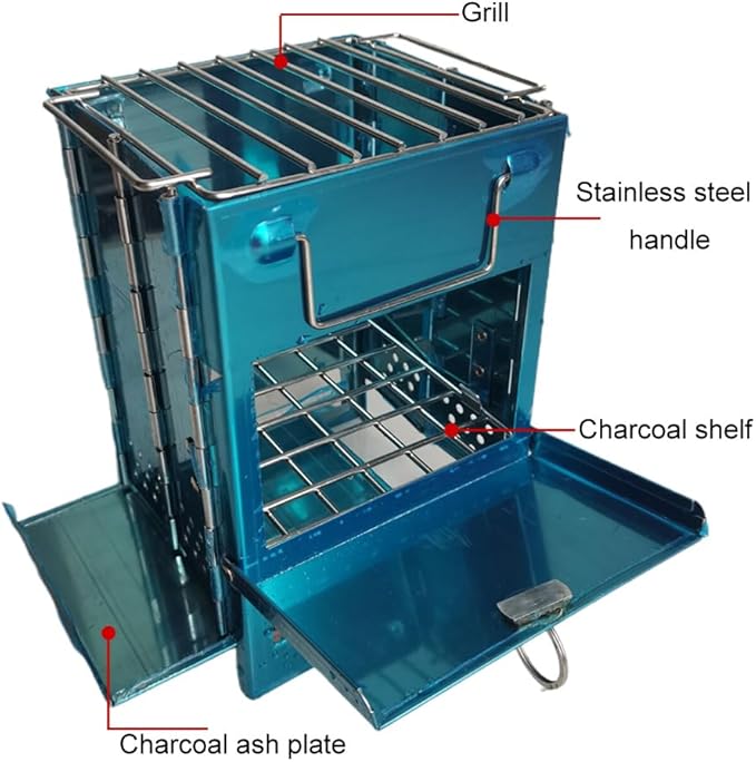 Wood Burning Camp Stove Camping Stove Folding Camp Mini Stove Rocket Stove Folding Stove Portable Backpacking Stainless Steel Light Folding Stove for Outdoor Tent Camping Picnic BBQ