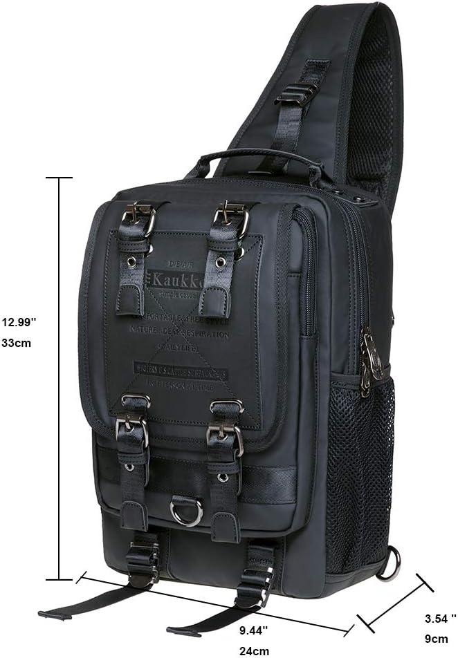 KAUKKO Canvas Messenger Bag Cross Body Shoulder Sling Backpack Travel Hiking Chest Bag