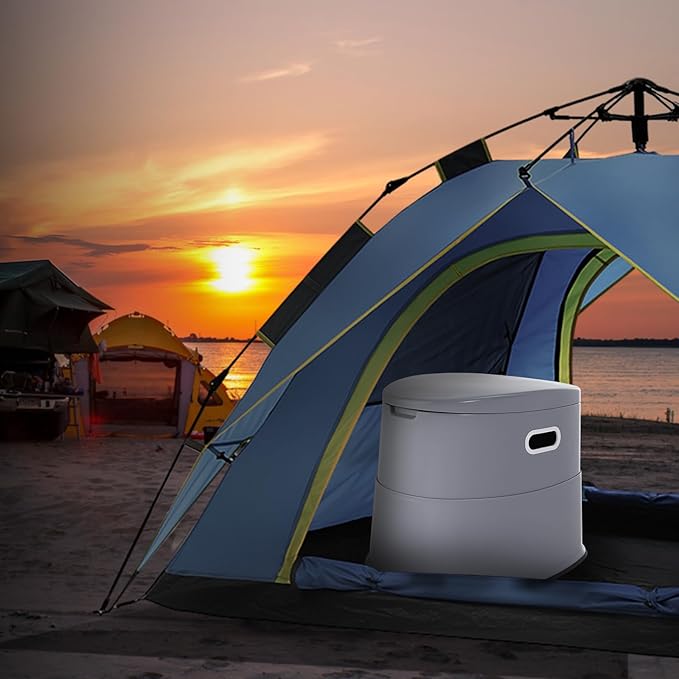 VEVOR RV Toilet for Camping, Portable Toilet with 1.3 Gal Detachable Inner Bucket & Removable Paper Holder, Commode with Dual Lids, Travel Toilet for Outdoor Camping Car Long Road Trips