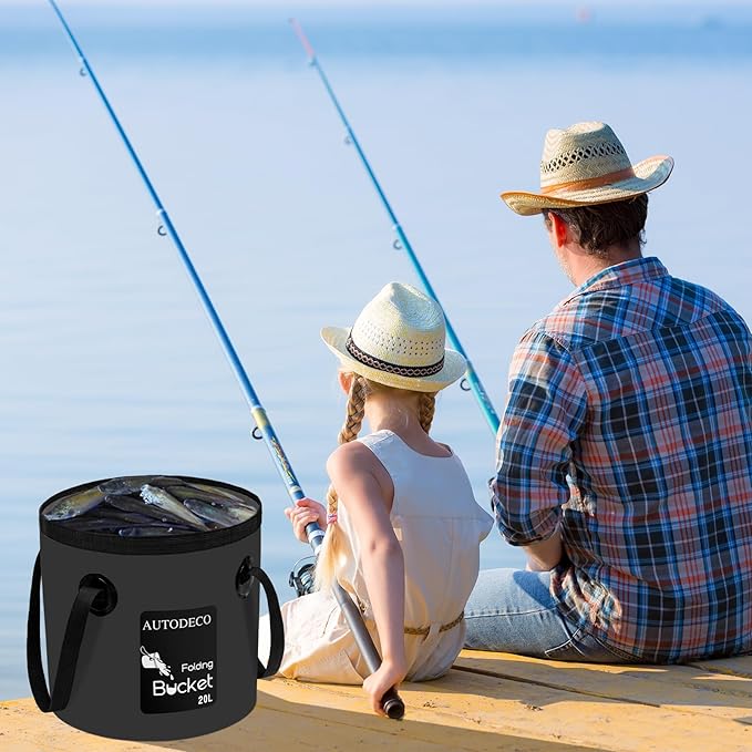 AUTODECO 5 Gallon Collapsible Bucket Water Container Portable Wash Basin for Fishing Camping Car Washing Hiking 20L