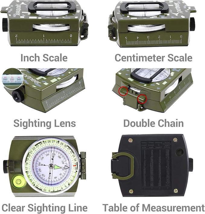 Sportneer Compass Hiking Survival Military Grade Waterproof Boy Scout Compass for Kids Gift Backpacking Camping Hiking Navigation
