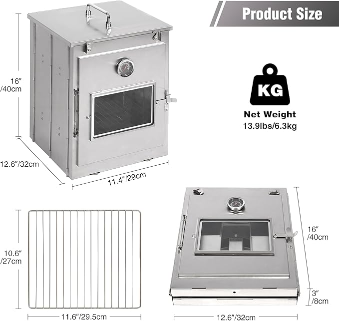 REDCAMP Foldable Camping Oven with Storage Handbag, Stainless Steel Portable Camping Stove for Baking Cinnamon Rolls, Breads and Muffins with Wood Burning Fire,Propane Stoves,Campers,Baking BBQ