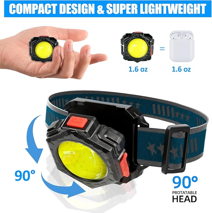Minsk Headlamp Rechargeable, 1000 Lumen Super Bright Head Lamps Outdoor LED Rechargeable, IPX4 Waterproof Headlamp for Night Walking, Running, Hiking & Outdoor Camping(Headlamp)