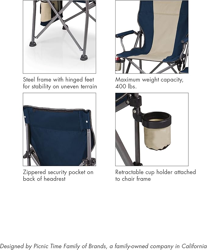PICNIC TIME NFL Outlander Folding Camping Cooler, Heavy Duty Beach Chair