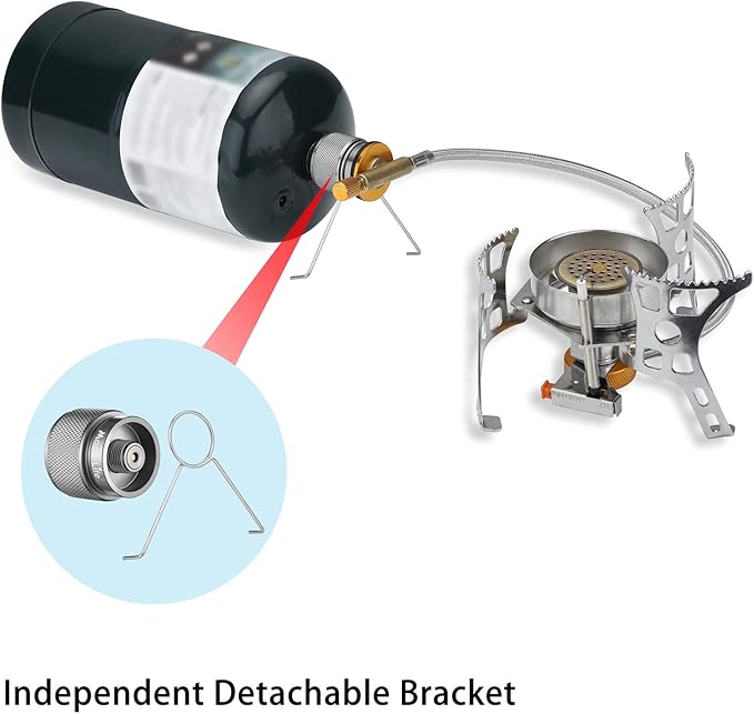 Camping Stove Adapter Gas Converter Propane to Butane Adapter EN417 Valve Output Camp Fuel Refill Adapter Propane Canister Converter Camp Fuel Refill Adapter 16 oz Propane Tank Input-Detachable Stand