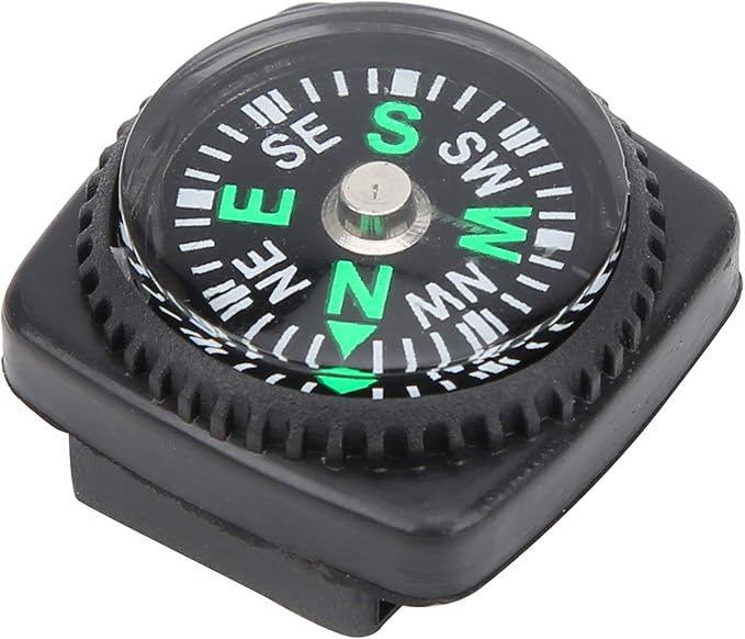 Mini Compass, 25Pcs Black Survival Compass for Camping Hiking Boating Touring Outdoor Activities Accessory, Portable Pocket Compass for Bracelet Umbrella Rope Watch Band Key Chain