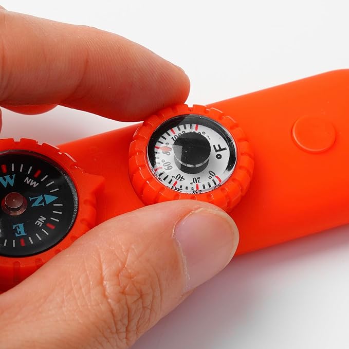 Viriber Whistle Emergency Camping Hiking Survival Whistle,Outdoor Multifunctional Tool with Lanyard,Compass,Thermometer,Ideal for Kayaking, Boating,Climbing