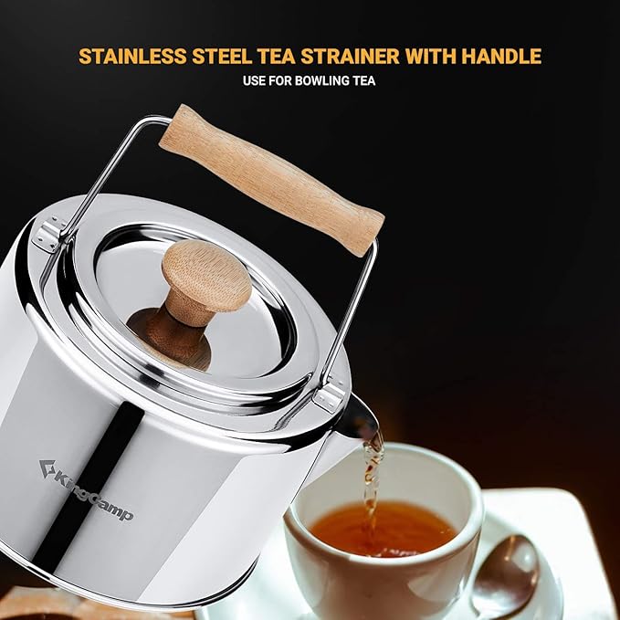 KingCamp 1.2L Camping Kettle Camp Tea Coffee Pot Large Outdoor Hiking Portable 1.27 Quart Camping Tea Kettle I 304 Stainless Steel