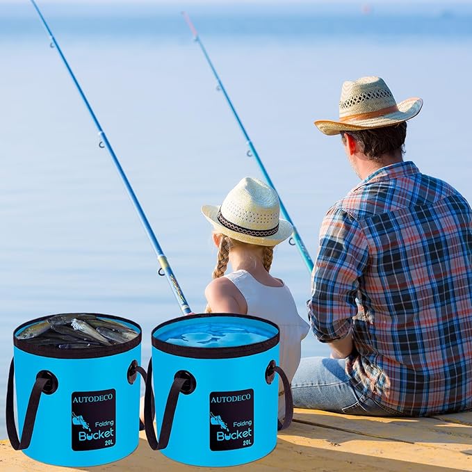 AUTODECO 5 Gallon Collapsible Bucket Water Container Portable Wash Basin for Fishing Camping Car Washing Hiking 20L