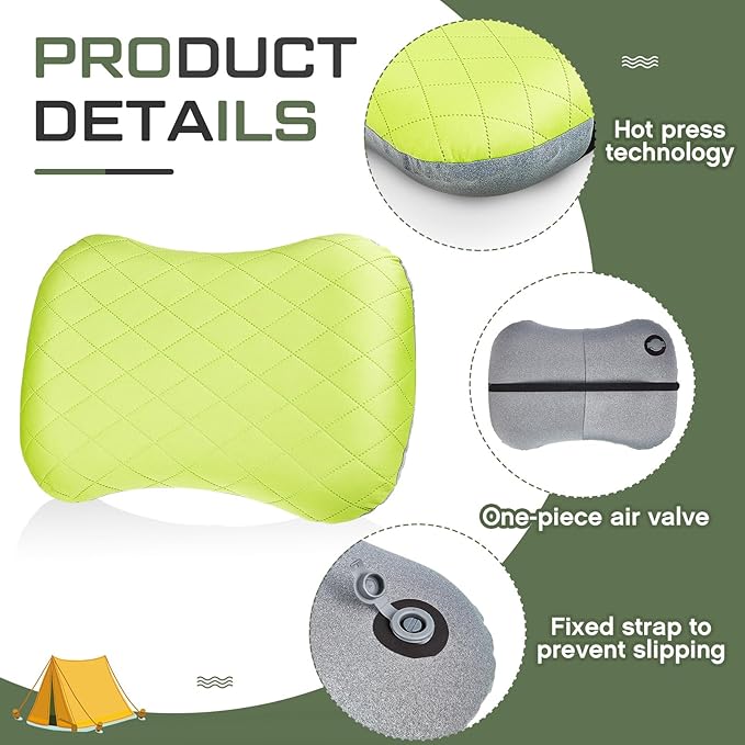 Suzile 4 Pcs Camping Pillows with Removable Cover Sleeping Lightweight Inflatable Pillows Washable Backpacking Pillow with 4 Pcs Carry Bags for Neck Lumbar Support Camping Hiking Backpacking Travel
