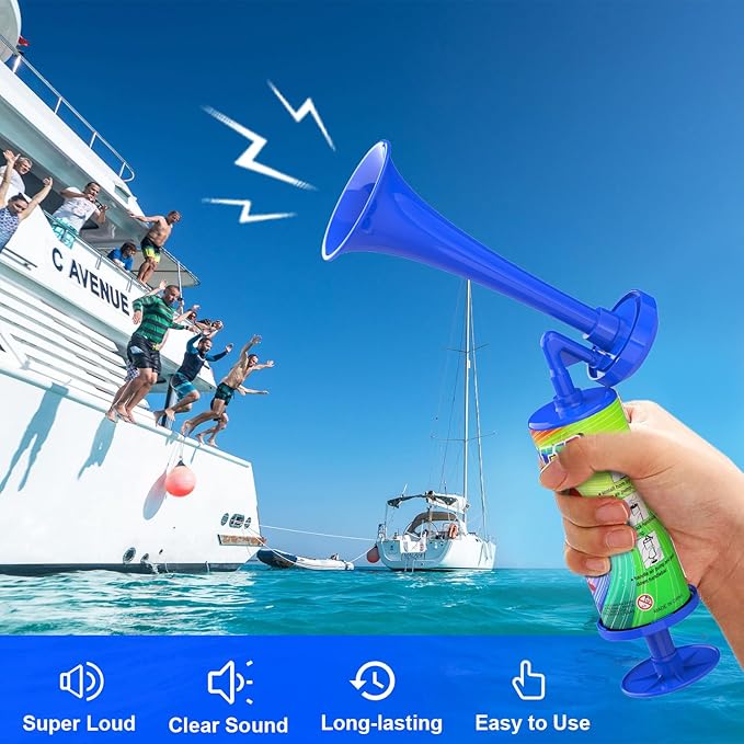 Air Horn for Hiking, Bear Horn Self Defense Loud Marine Air Horn for Boating Noise Makers 120DB Heard up to 0.5 Mile Away Portable Boat Horn Safety Alarm Scare Bears for Hiking Boating Sports Events