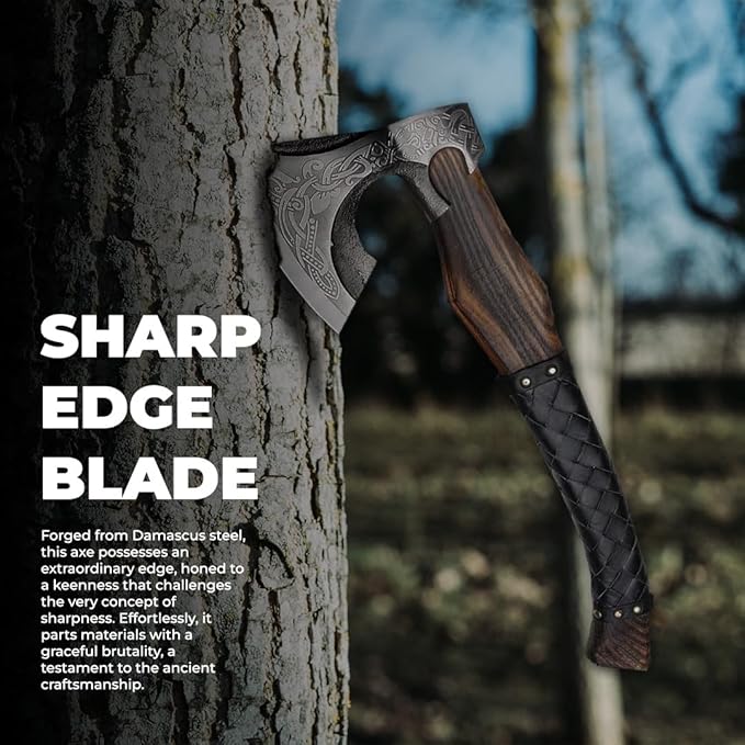 Viking Throwing Axe | Vikings Axe | Versatile Camp Hatchet with Leather Sheath | Ideal for Camping