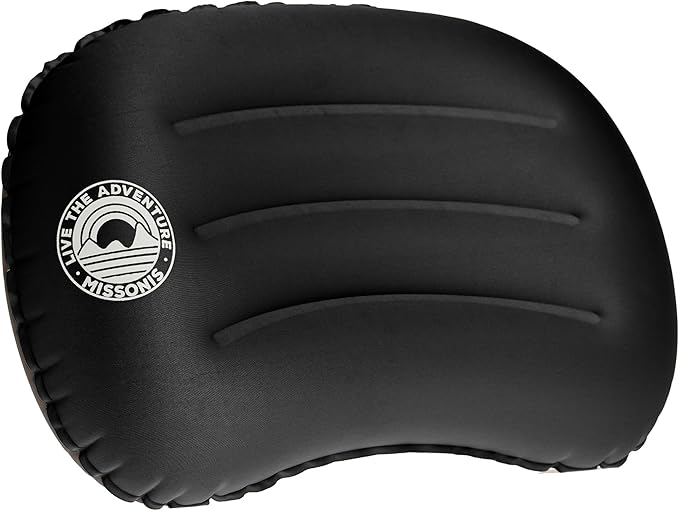 Inflatable pillow, lightweight, compact, compressible, waterproof, comfortable for sleeping while backpacking, hiking, traveling outdoor adventure. (Black)
