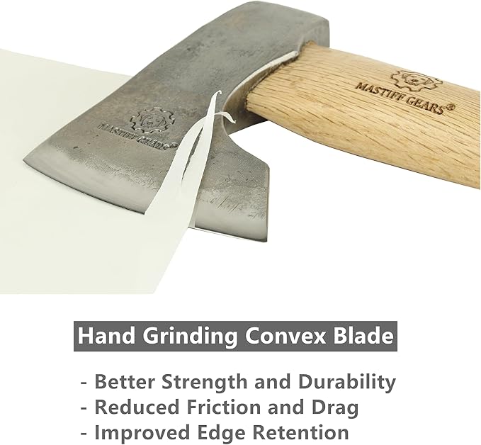 Mastiff Gears® Hand-Forged Wood Handle Hatchet: Versatile Carving, Camping, Wood Splitting Axes in Two Sizes for Outdoor Enthusiasts (Dwarven Axe)