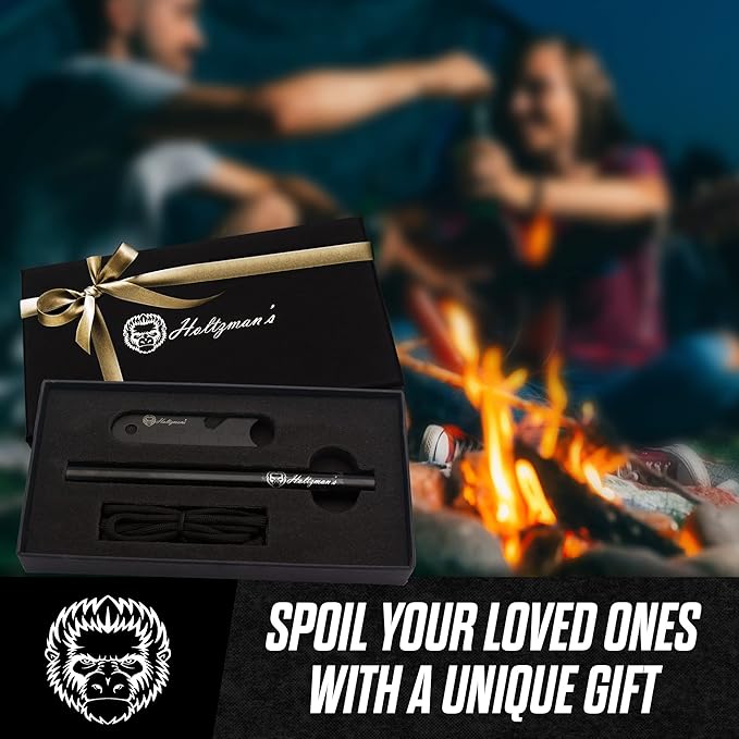 Premium Ferro Rod Fire Starter - Gift Box 6", 4 1/2" Ferrocerium Rod Survival Kit - 3 in 1 Magnesium Flint and Steel Set with Paracord & Scraper - Lightweight Emergency Camping Tool