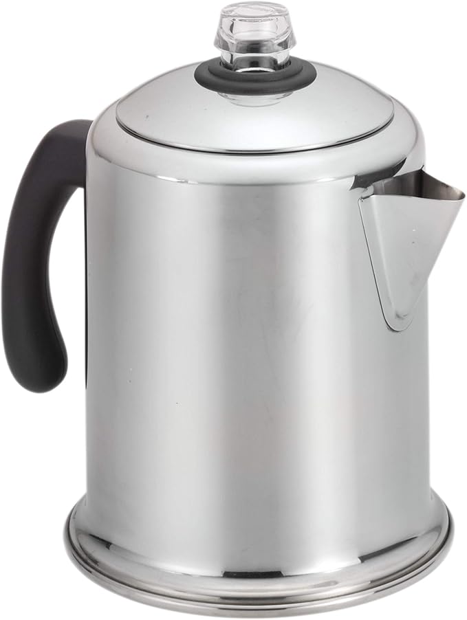 Farberware 50124 Classic Yosemite Stainless Steel Coffee Percolator - 8 Cup, Silver,Stovetop