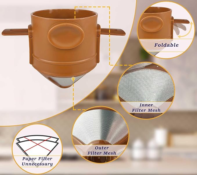 ZK&HX LIFE Pour Over Coffee Maker,Travel Coffee Mug,Insulated Coffee Mug,Camping Coffee Makers,Tea Infuser Mug,Tea Infuser for Loose Leaf Tea,Travel & On the GO