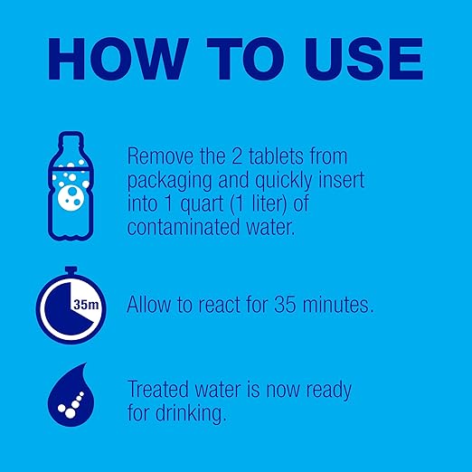 Potable Aqua Water Purification, Water Treatment Tablets - 50 count Bottle