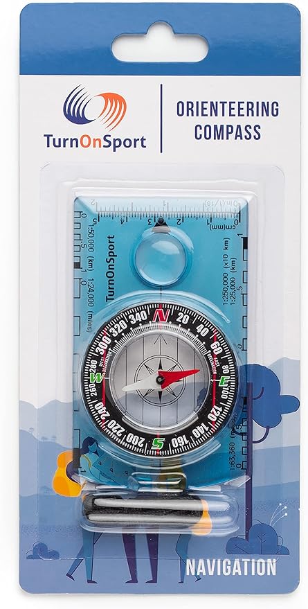 TurnOnSport Orienteering Compass - Advanced Scout Compass for Hiking, Camping, and Backpacking - Best Survival Gifts for Kids