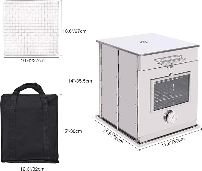 REDCAMP Foldable Camping Oven with 3 Tier Grill, Stainless Steel Oven for Propane Stove Baking BBQ Outdoor Cooking