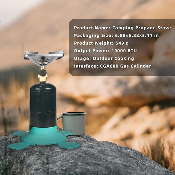 DOMINOX 10,000 BTU Propane Camping Stove, Portable Adjustable Flame Camping Stove with Gas Cylinder Base, Portable Backpacking Stove for Camping, Outdoor, Travel, Hiking (Propane Tank Not Included)