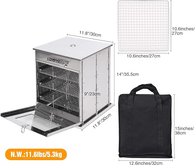 Lineslife Stainless Steel 304 Fastfold Camping Oven with 3 Tier Grill, Portable Outdoor Camp Stove Oven for Propane Stove and Camping Stove, Outdoor Cooking, BBQ, Picnic