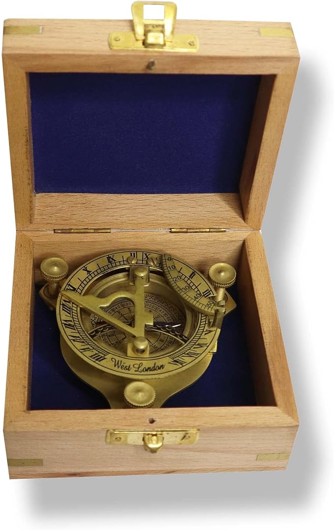Compass with for Your Adventures Engraved on Wooden Box | Brass Pocket Compass Gifts for Men, Him, Son, Husband, Grandson, Boys | Sundial Compass Gift for Graduation, Baptism, Confirmation