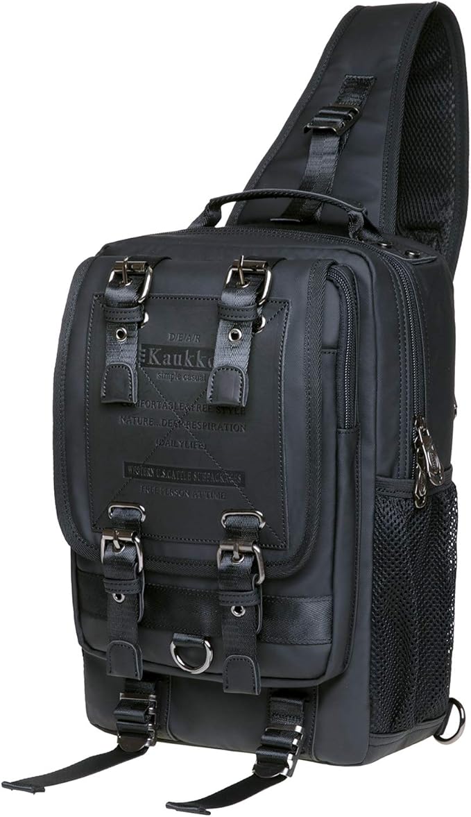 KAUKKO Canvas Messenger Bag Cross Body Shoulder Sling Backpack Travel Hiking Chest Bag