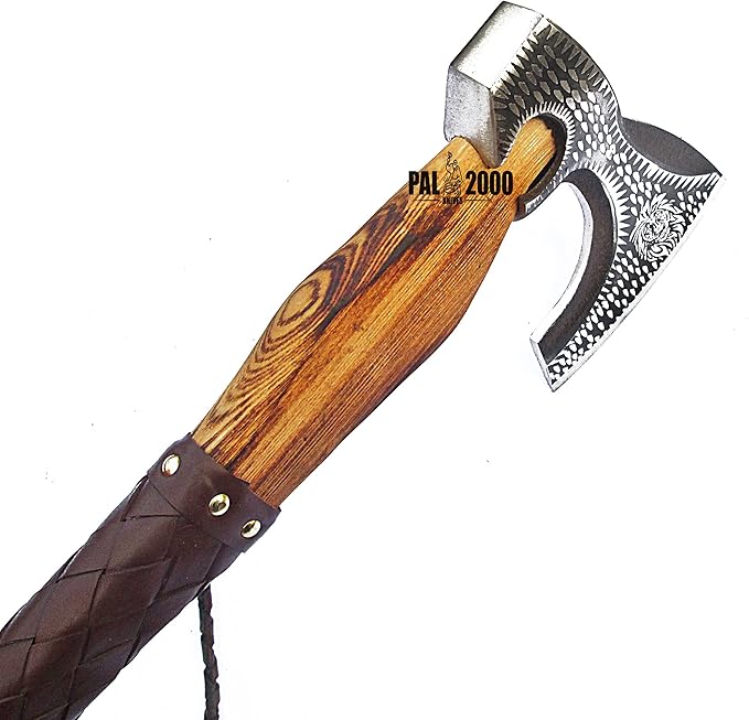 AX-9971 Custom Handmade Viking Hatchet Axe Carbon Steel Head Bearded Camping Tomahawk Battle Ax with Sheath