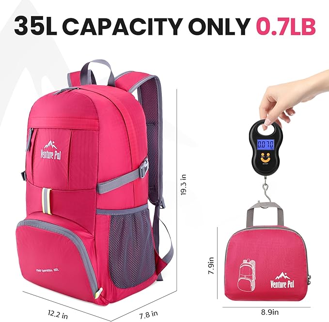 Venture Pal 35L Ultralight Lightweight Packable Foldable Travel Camping Hiking Outdoor Sports Backpack Daypack