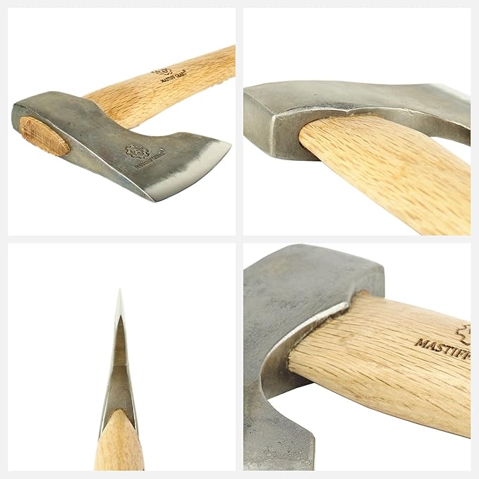 Mastiff Gears® Hand-Forged Wood Handle Hatchet: Versatile Carving, Camping, Wood Splitting Axes in Two Sizes for Outdoor Enthusiasts (Orcish Axe)