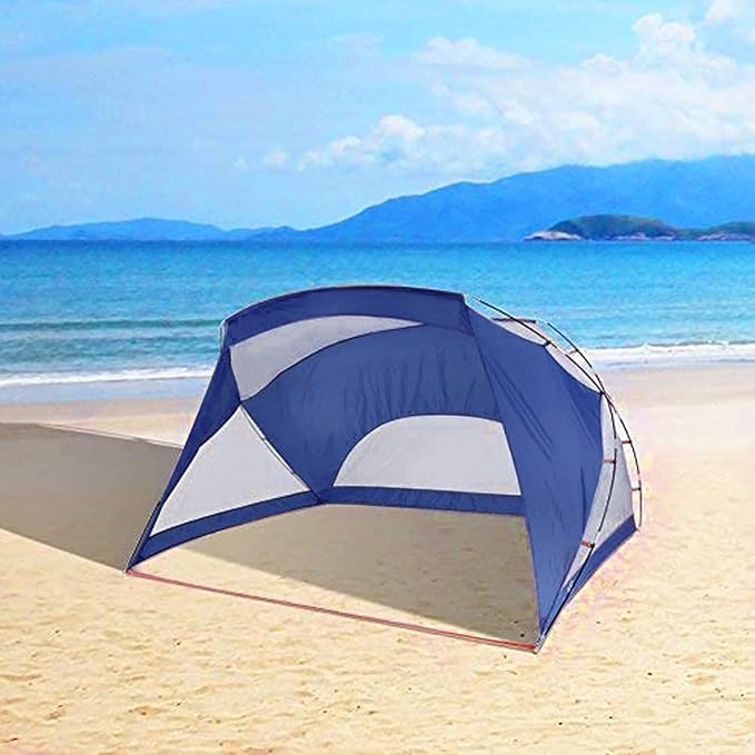 Beach Tent, 3/4 Person Sun Shelter Beach Shade Tent with UPF 50+ Protection, Portable Lightweight and Easy Setup Beach Canopy Baby Beach Tent for Camping, Hiking, Fishing, Backyard, Picnics- Navy Blue