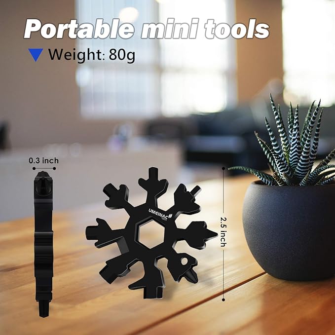 19 in 1 Snowflake Multi Tool Keychain Multitool, Keychain Tools Multi-Tool Snowflake Screwdriver Wrench Tool Gadgets Mini Pocket Tools For Men