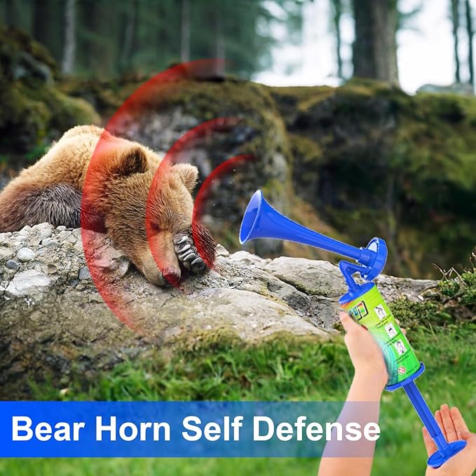 Air Horn for Hiking, Bear Horn Self Defense Loud Marine Air Horn for Boating Noise Makers 120DB Heard up to 0.5 Mile Away Portable Boat Horn Safety Alarm Scare Bears for Hiking Boating Sports Events