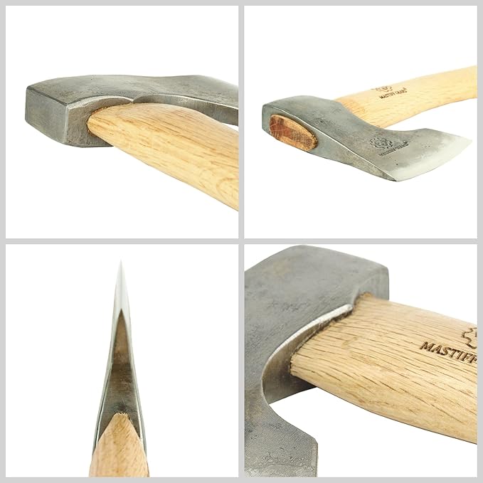 Mastiff Gears® Hand-Forged Wood Handle Hatchet: Versatile Carving, Camping, Wood Splitting Axes in Two Sizes for Outdoor Enthusiasts (Dwarven Axe)