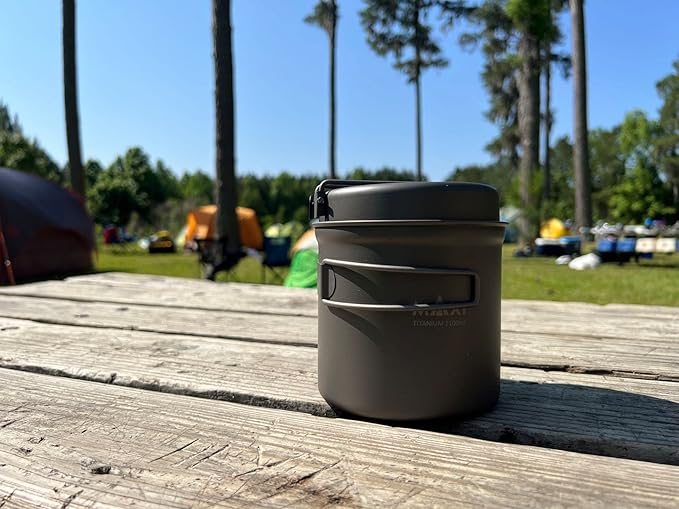 Titanium Pot 1100ml with Frying Pan Lid - Versatile Outdoor Cookware Set