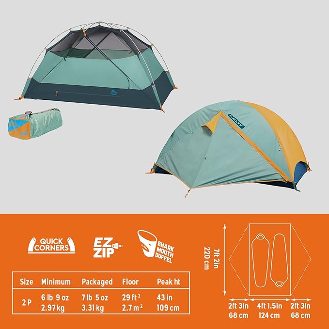 Kelty Wireless Freestanding Car Camping Tent, 2 4 or 6 Person Sleeping Capacity, Two Doors + Two Vestibules, Campground Festival Backyard Shelter, 2022