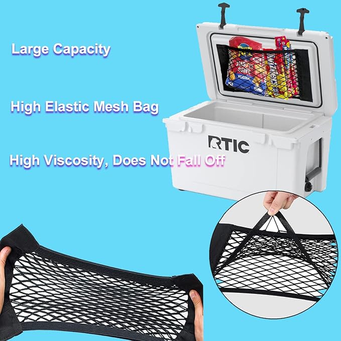 2 Pack Cooler Storage Nets for Dry Storage and Organization Cooler Organizer Camping Cooler Accessories Durable and Resilient