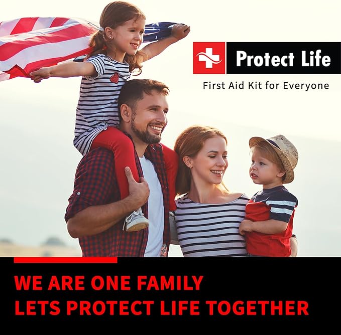 Protect Life First Aid Kit for Home/Business, HSA/FSA Eligible Emergency Kit - Medical First Aid Kit - Camping First Aid Kit Hiking - 250pcs