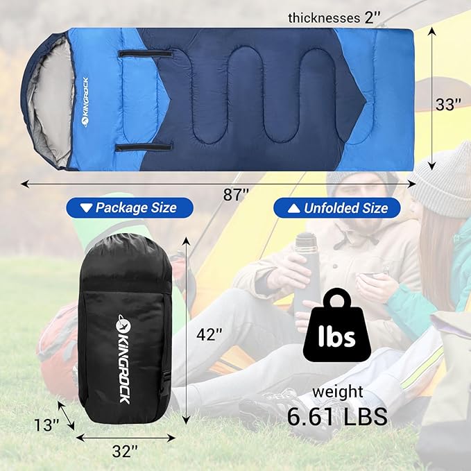 KINGROCK Sleeping Bags for Adults Backpacking Lightweight Waterproof- Cold Weather Sleeping Bag