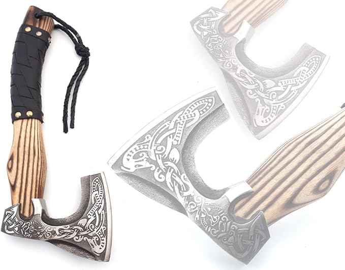 QEPAA CRAFTS® 13” Inch Hand-Forged Viking Axe-Rosewood Handle Hatchets and Axes, Wood Splitting Axe, Camping Axe,Viking Gift for Men (Medieval)