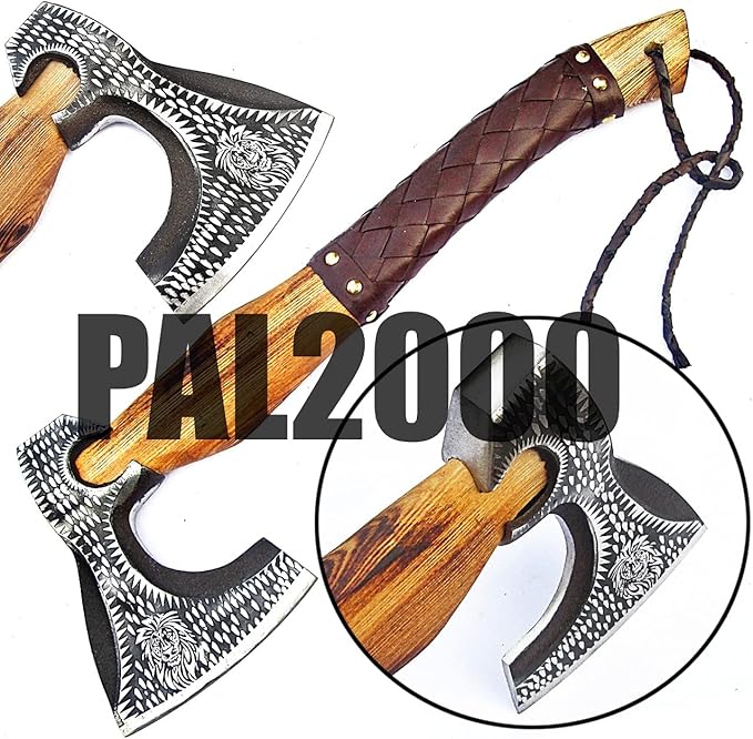 AX-9971 Custom Handmade Viking Hatchet Axe Carbon Steel Head Bearded Camping Tomahawk Battle Ax with Sheath
